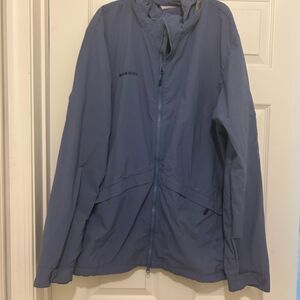 Mammut men’s Blue Windbreaker Lightweight Jacket with Hood Size 2XL